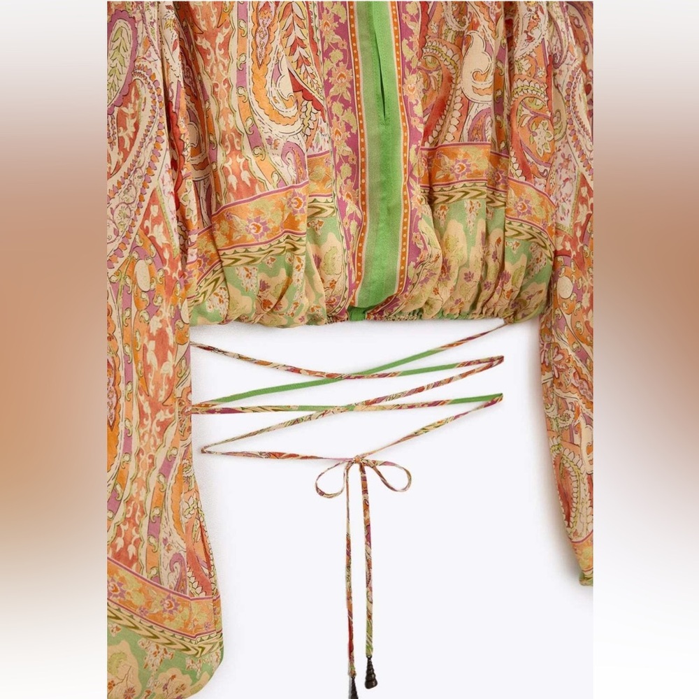 Zara Multicolor Off-Shoulder Top - Picture 9 of 10